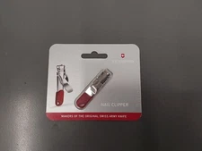 VICTORINOX Swiss Made Red Nail Clipper With Lanyard Hole - Stainless Steel