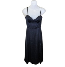Aritzia Wilfred Glaze Satin Dress 4 Black Bustier Slit Cocktail Minimal Luxury