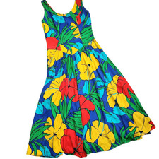 Vintage Midi Dress 6 Jackie Bernard Eklektic Floral Made in USA Tropical