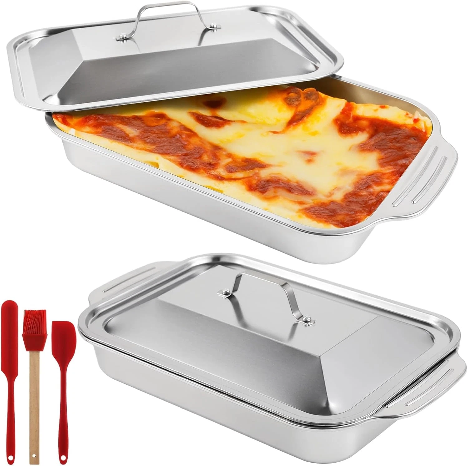 2 Pcs Stainless Steel Cake Pans, 9X13 Rectangular Baking Pans with Silicone Brus
Opens in a new wind