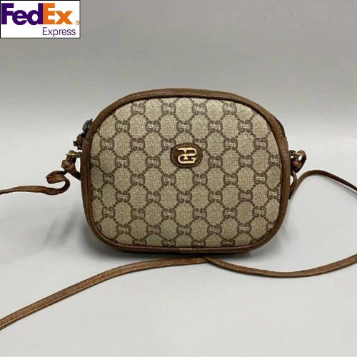 Gucci Vintage GG Plus Mini Borsa a Tracolla Pelle Marrone Oldci Gucc