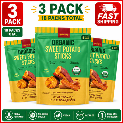3-PACK The SnakYard Organic Sweet Potato Sticks 17 Oz (6 count) each pack
