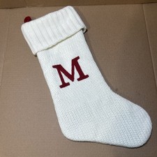 Wondershop Target Christmas Stocking Initial Monogram Letter M White Knit 18  