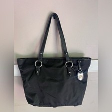 Ralph Lauren Black Nylon Tote with Silver Hardware