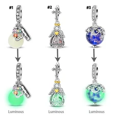 KUNSIR Sterling Silver Glow-in-the-Dark Charm For Bracelet or Necklace Pendant