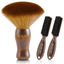 NICEMOVIC 3 IN 1 Barber Neck Duster Brush Set, Professional Brown Brown