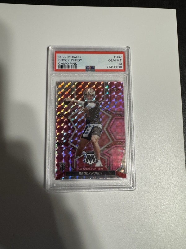 2022 Panini Mosaic Camo Pink Prizm Brock Purdy #367 Rookie RC PSA 10 49ers
