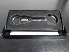 NICE VINTAGE~ HYPERCOM ~CHROME DOUBLE END DETACHABLE KEY RING CHAIN HOLDER w BOX