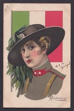 ITALY, Propaganda postcard, Cherubini, Military woman from Italy, WWI
