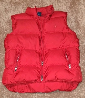 Vintage Polo Logo Ralph Lauren Puffer Vest Women's Small Red Down