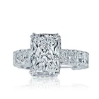 White Moissanite 3.20 Ct Radiant Cut Engagement Wedding Ring 925 Sterling Silver