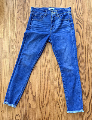 LOFT Women s Skinny Jeans Blue Denim Ankle Frayed Fringe Hem 5-Pocket - size 4