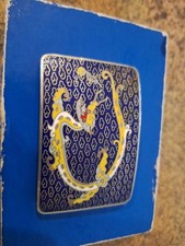 Vintage Chinese Cloisonn  Brass Dragon Belt Buckle