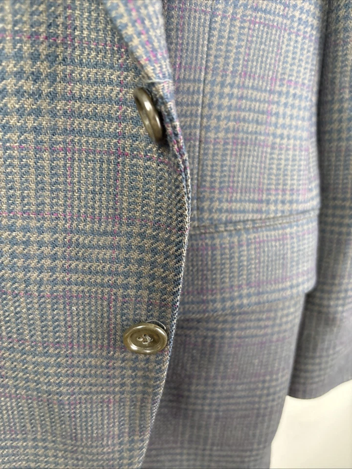 Chaqueta Abrigo Deportivo De Colección Para Hombre 40R Stanley Lana Negra Tweed Cuadros Glen EE. UU. USADA EN EXCELENTE ESTADO Foto 3 de 4