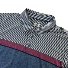 Vineyard Vines Performance Polo Shirt Mens Large Blue Striped Golf Short Sleeve