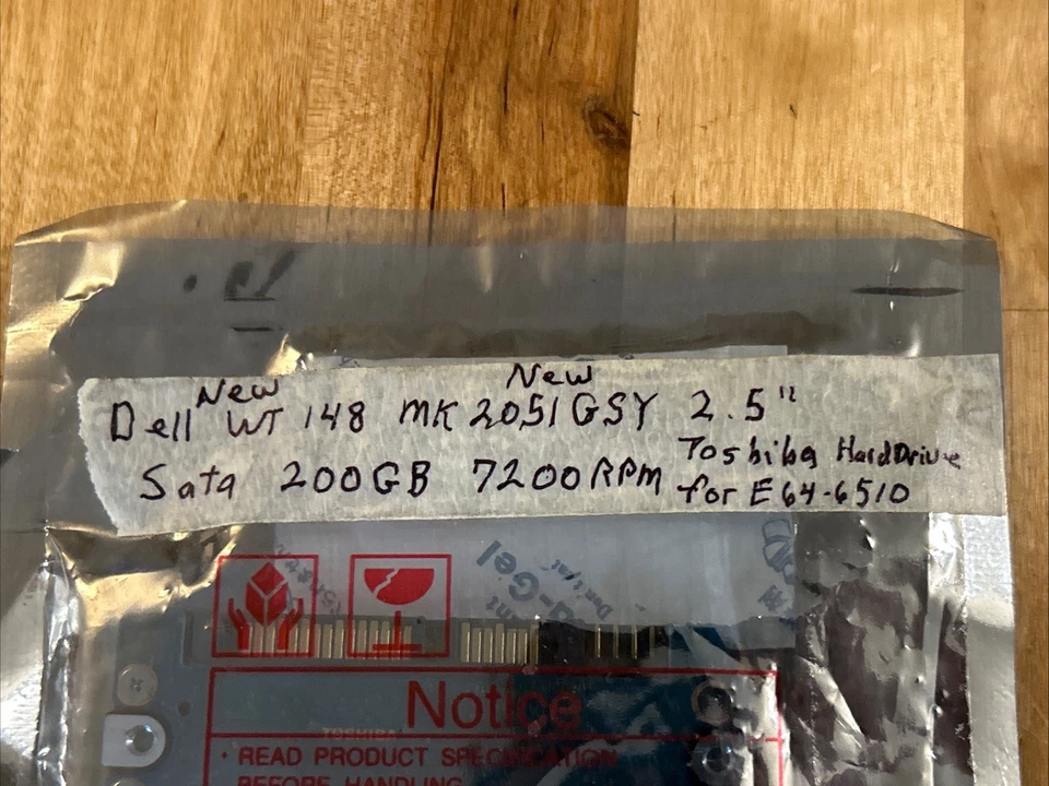 TOSHIBA HARD DRIVE For E64-6510 Dell WT 148 MK 2051 GSY 2.5” Sata 200GB 7200RPM - Image 3 of 4