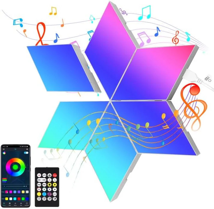 Lampe LED RGB synchronisation musique de haute précision en applique murale x6