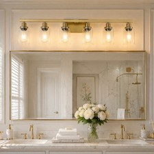 6 Lights 37" Vanity Light Glass Bathroom Mirror Wall Lamp Gold Sconce Fixture UL