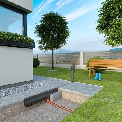 ENTWÄSSERUNGSRINNE Schlitzrinne Bodenrinne Terrassenrinne mit Alukante, B125 