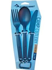 Camp Cutlery 3-pc Set Knife Fork Spoon with Carabiner, Sea to Summit