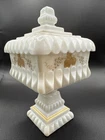 Vintage Westmoreland White Milk Glass wedding box with grape vine design
