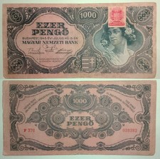 FREE POSTAGE, D/20/2, Hungary, 1000 Pengo, 1945 P-118a, Circ/Fine.
