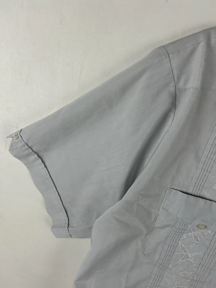 Vintage Guayabera by Haband of Paterson Light Gray 4-Pocket Shirt Size XL - Image 4 of 4