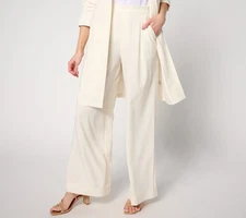 BEAUTIFUL by Lawrence Zarian Women's Pants Sz M Pull-On Wide Leg White A638956