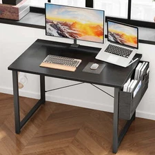 Black Computer Writing Desk 40 inch With Storage Bag and Headphone Hook