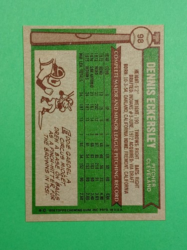 1976 Topps #98 Dennis Eckersley HOF RC -Choose your Eck- (Over 20 Available) - Picture 67 of 69