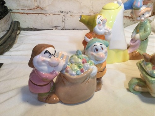 DISNEY DIRECT SNOW WHITE & 7 DWARFS TEA POT SET CREAMER SUGAR BOWL - Picture 2 of 10