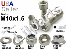 Metric M10 x 1.50 Stainless Allen Hex Head Socket Cap Screw Bolt Washer Nut