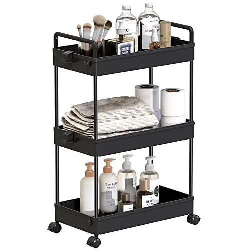 SOLEJAZZ Rolling Storage Cart, 3 Tier Utility Cart Mobile Slide Out Organizer, - Picture 1 of 7