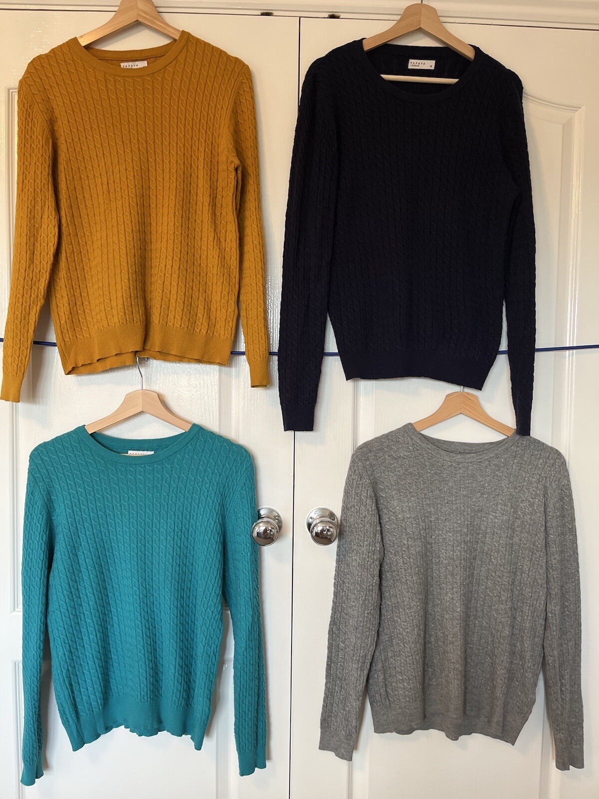 Papaya Mustard Navy Green and Grey 4 Jumpers Size 16 eBay