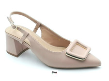 Scarpe donna decolletè tacco pelle cipria Francesco Milano F11-03A-CP chanel New