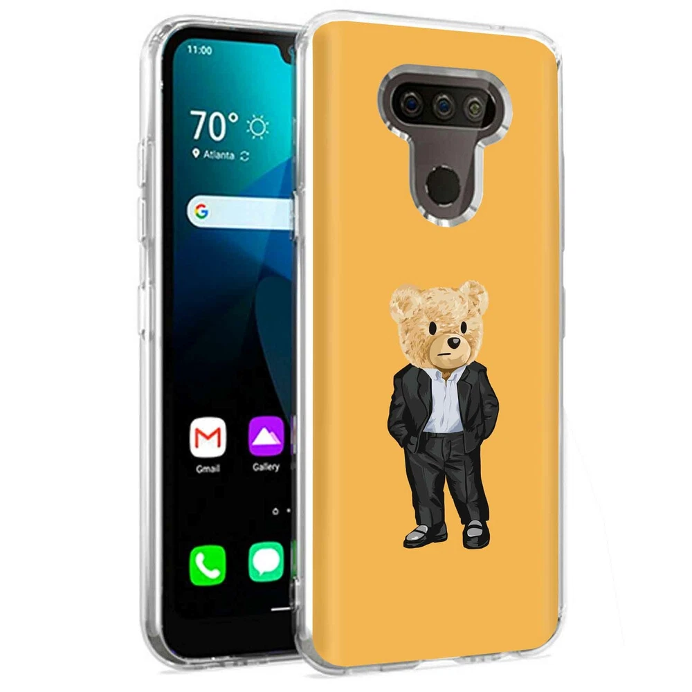 Phone Case for LG Harmony 4,Premier Pro Plus,K41, Suit Teddy Bear Print
