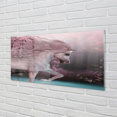 Tulup Acrylglas 100x50 Wandkunst Unicorn Bäume See