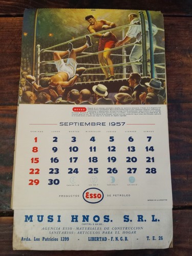ANTIGUO ESSO ARGENTINA ACEITE CALENDARIO COMPLETO EVENTOS DEPORTIVOS DEMPSEY FIRPO MÁS - Imagen 11 de 15