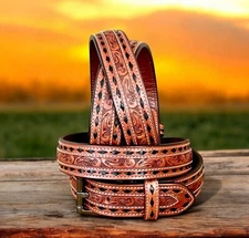 MENS BELT THICK WESTERN GUN HOLSTER BELT HEAVY DUTY 14 OZ LEATHER EDC BELT 1.5"