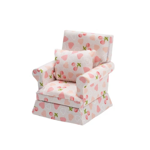 9-teilig 1/12 Puppenhaus Möbel Kirsche Herz Stoff Sofa Garnitur mit Kissen - Bild 2 von 4
