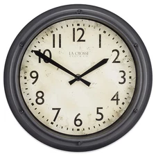 404-2630 La Crosse Clock Co. 12" Plastic Analog Wall Clock - Metallic Finish