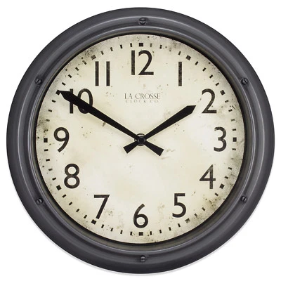 404-2630 La Crosse Clock Co. 12" Plastic Analog Wall Clock - Metallic Finish