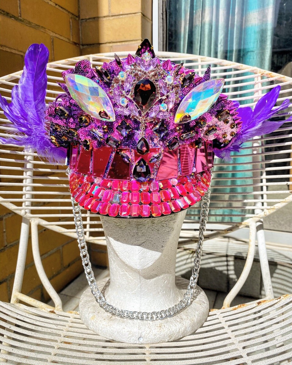 Captain Festival Party Hat Sailor Purple Pink Burning Man Sequin