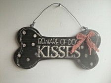 Beware of Dog Kisses Hanging MDF Sign. Cute Home Decor. Look Good In Any Room