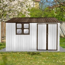 10FTx8FT Metal Garden Storage Shed for Outdoor with Window Waterproof Roofs