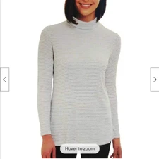 Jones New York Womens Long Sleeve Scrunched Neck Top(SILVER COMBO,LARGE) NWT
