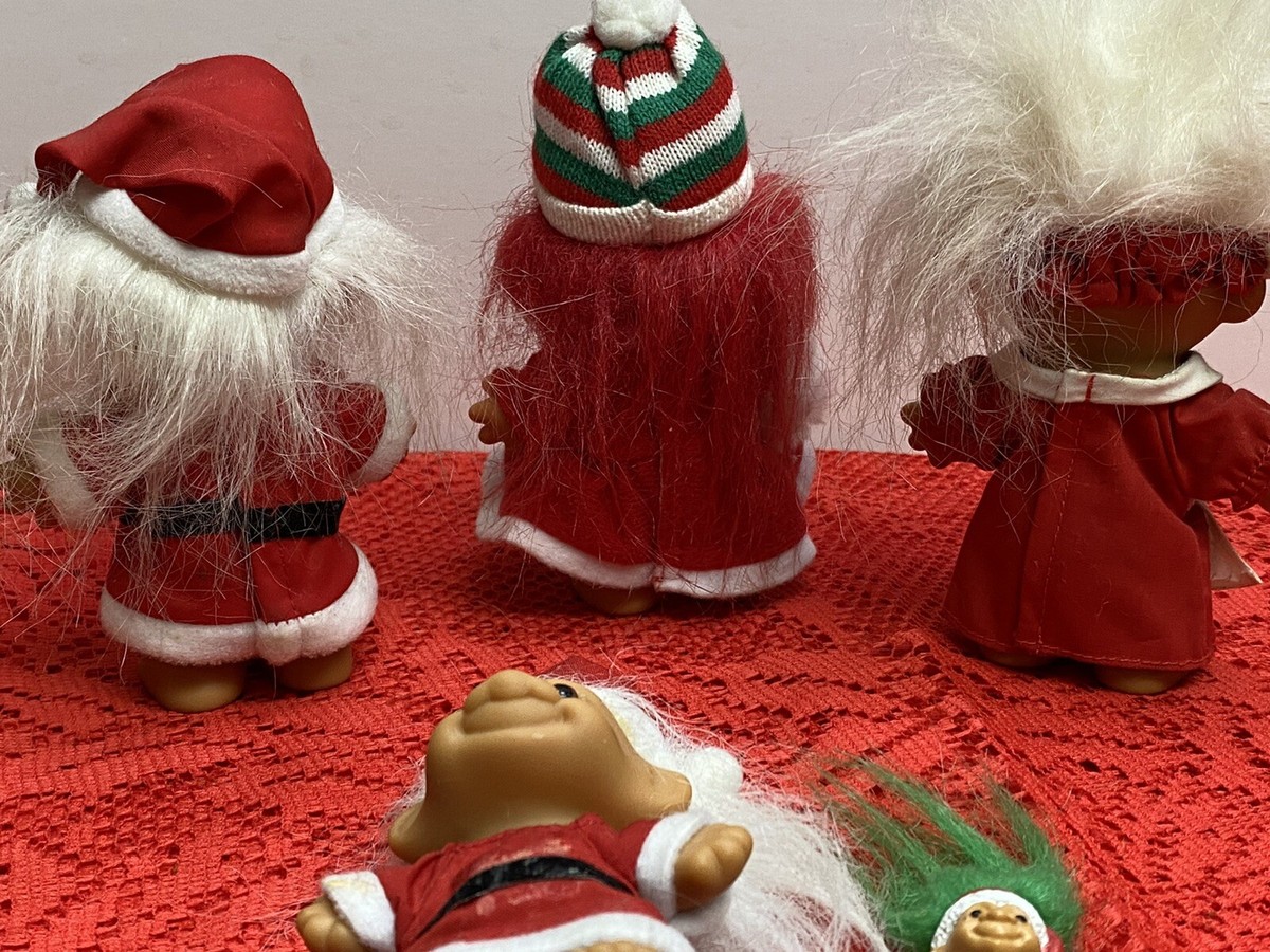 Santa Trolls 5 pc Family Christmas Troll Doll Vintage Christmas