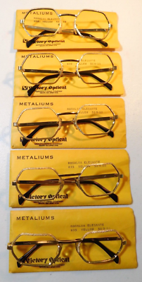 Vintage 5 Pc. Lot VICTORY OPTICAL Rosalia Yellow 52/20 Eyeglass