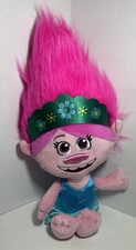 Disney Trolls World Tour Poppy Plush 9  Doll W Blue/Green Dress  Headband