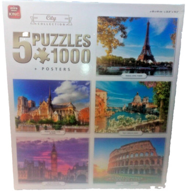 King Puzzle ''City Collection'' Locations 1000 Teile 5x Puzzle Big Ben Eiffelturm